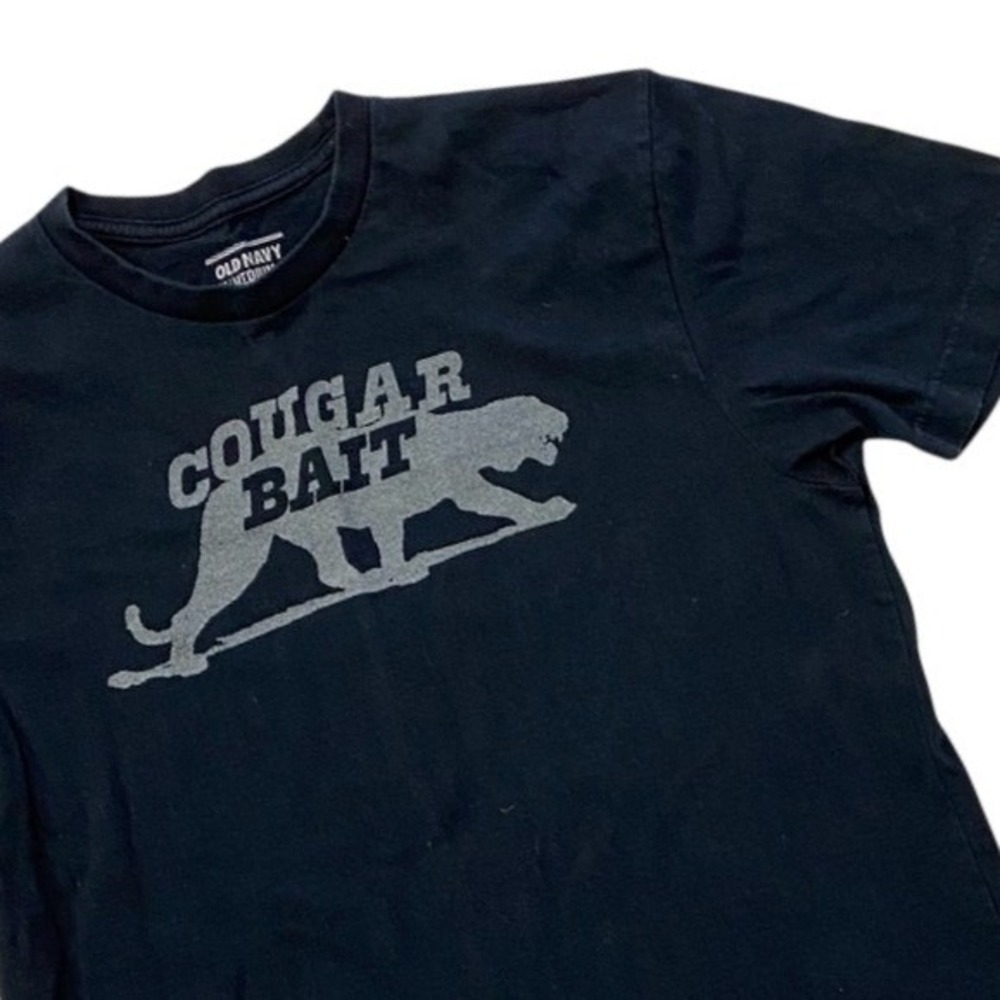 Old Navy Mens Black Cougar‎ Bait Graphic T Shirt Short Sleeve Medium